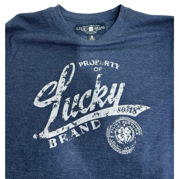 Men's Lucky Brand Shirt Sz Small Blue Long-Sleeve Thermal Sweater Top Casual - Picture 3 of 7